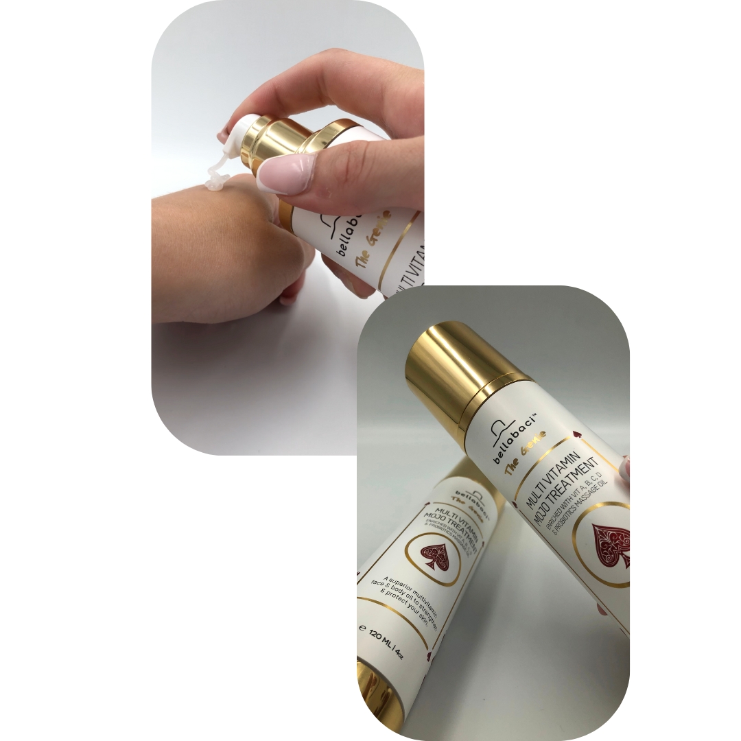The Multi- Vitamin Mojo Face and Body Oil transforms your skin into healthy, radiant, and protected skin.